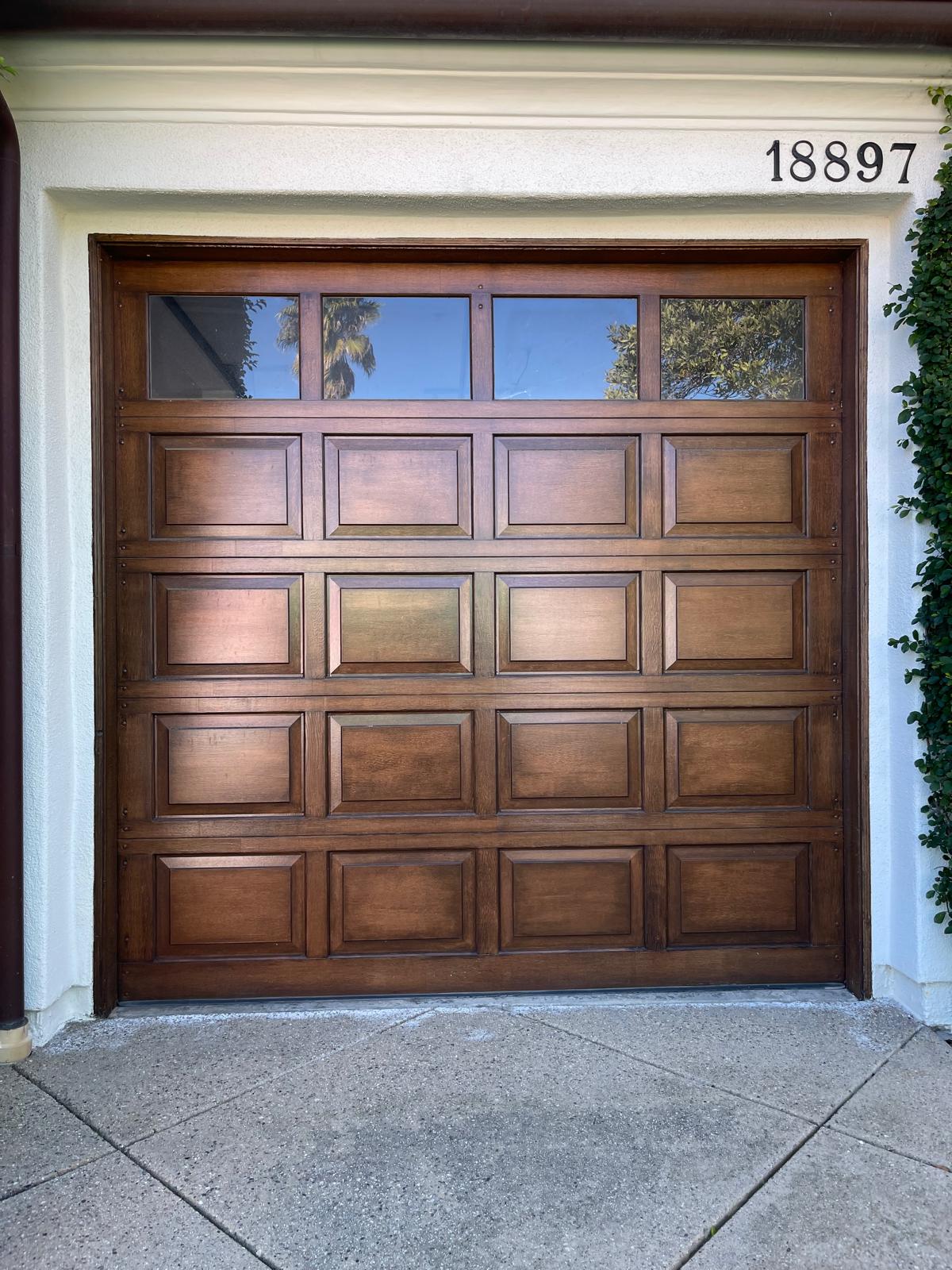New carriage-style garage door